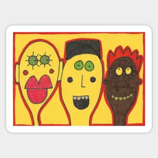 Three Friends on Yellow Sticker